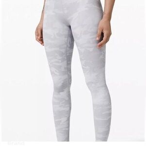 Lululemon gray and white camo leggings.